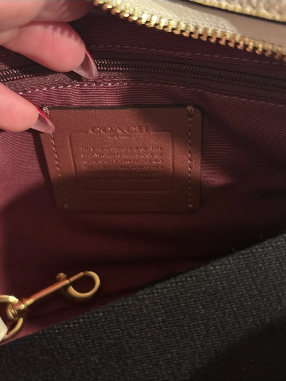 Coach Beige Signature Canvas Crossbody with Pink Leather Patch and Rose Stripe